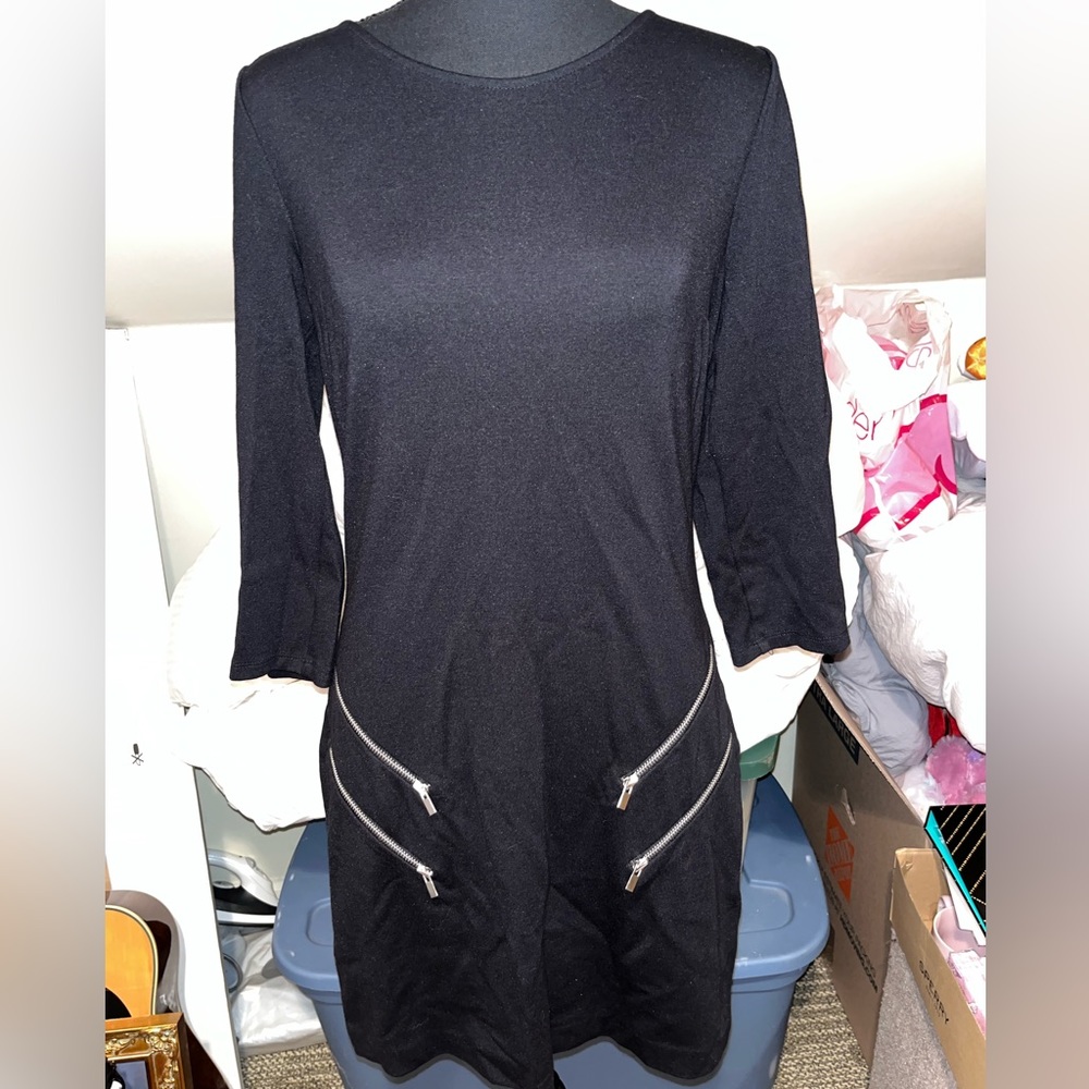 Express black dress with silver zipper accents size medium